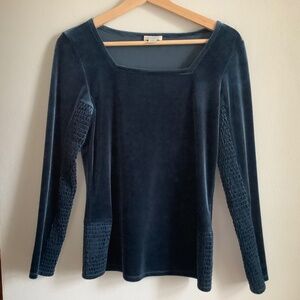 Sundance Catalog Velvet Elena top Teal Blue Green XS